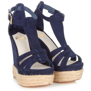 Navy Blue Wedge Sandals | CraftySandals.com