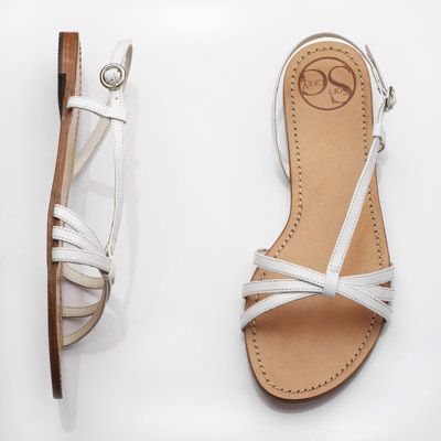 white flat sandals
