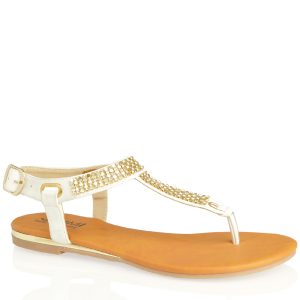 White Flat Sandals - CraftySandals.com