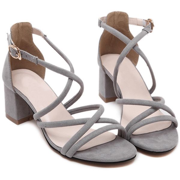 grey strappy shoes