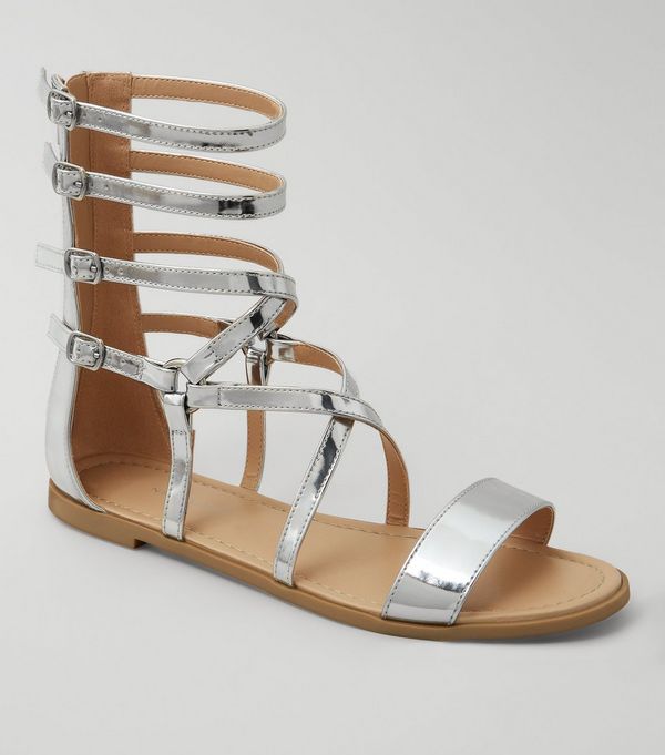 Silver Gladiator Sandals - CraftySandals.com