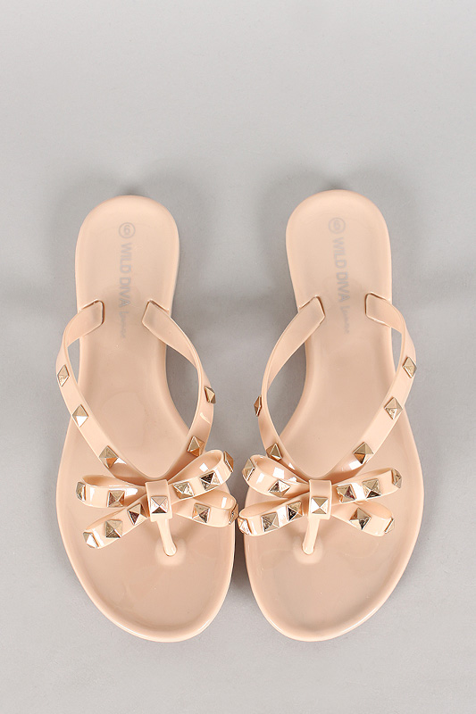 bow studded sandals