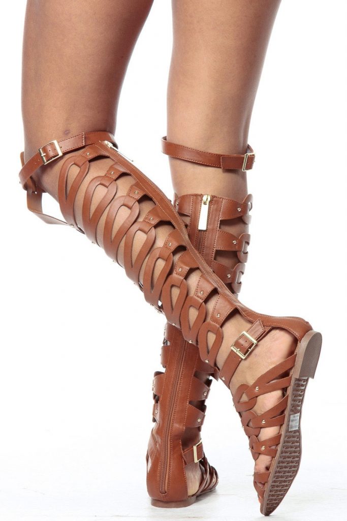 thigh high gladiator sandals flat