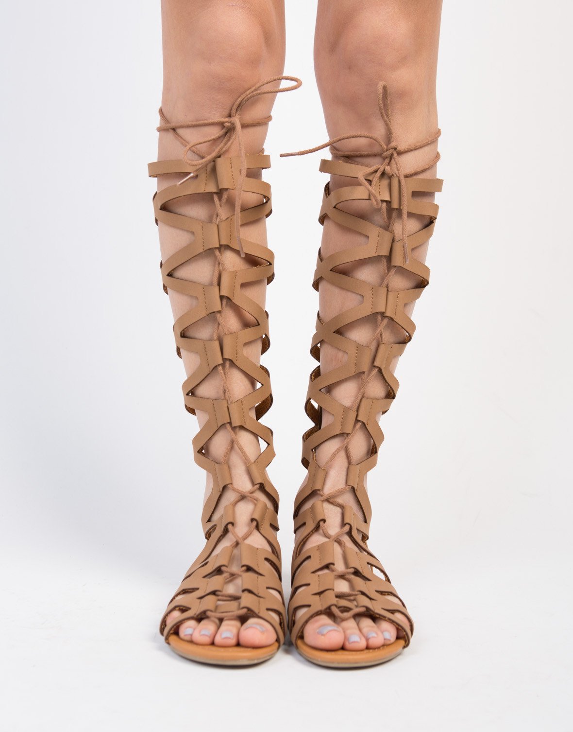 beige lace up sandals