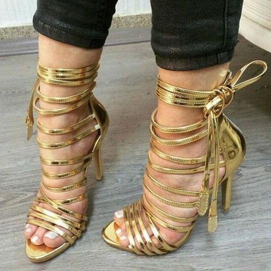 gold strappy heels cheap