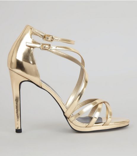 Gold High Heel Sandals - CraftySandals.com