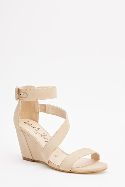 nude wedge slides