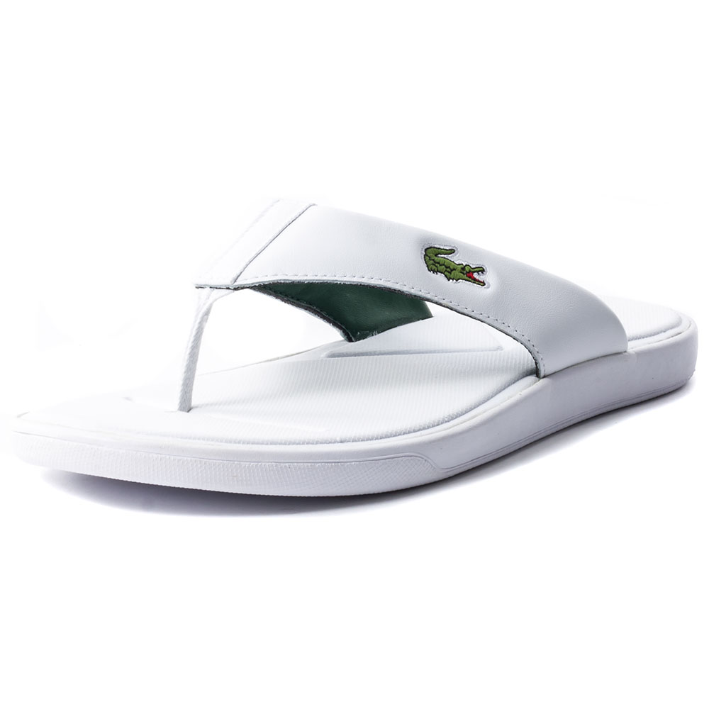 lacoste flip flops white