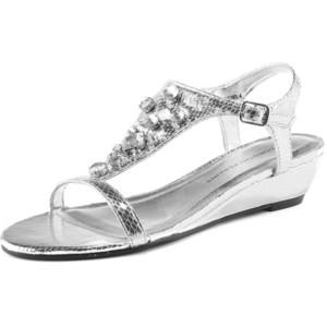 Silver Wedge Sandals - CraftySandals.com