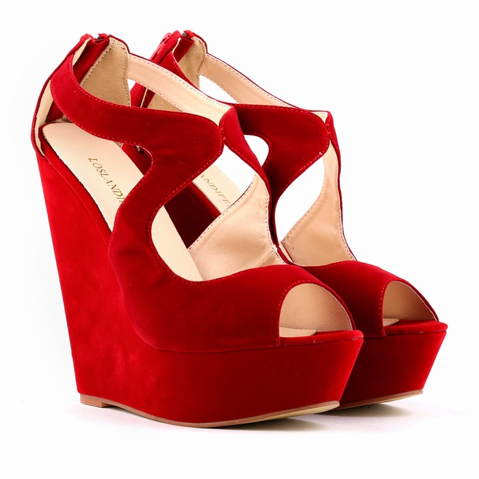 red wedges closed toe