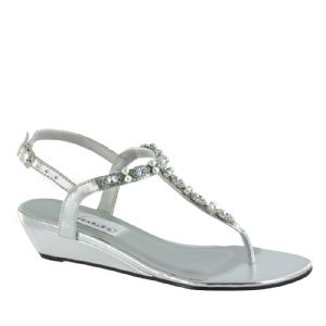 low wedge sandals silver