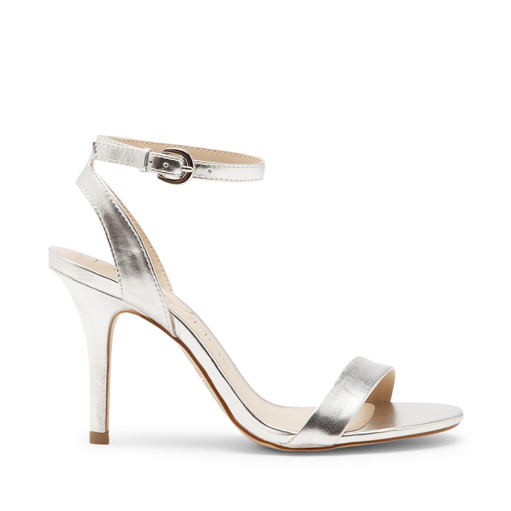 silver flat slip on sandals