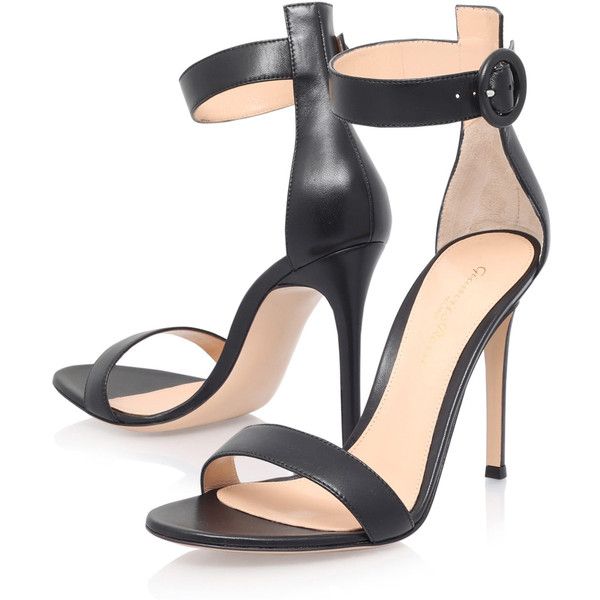 black leather strap heels
