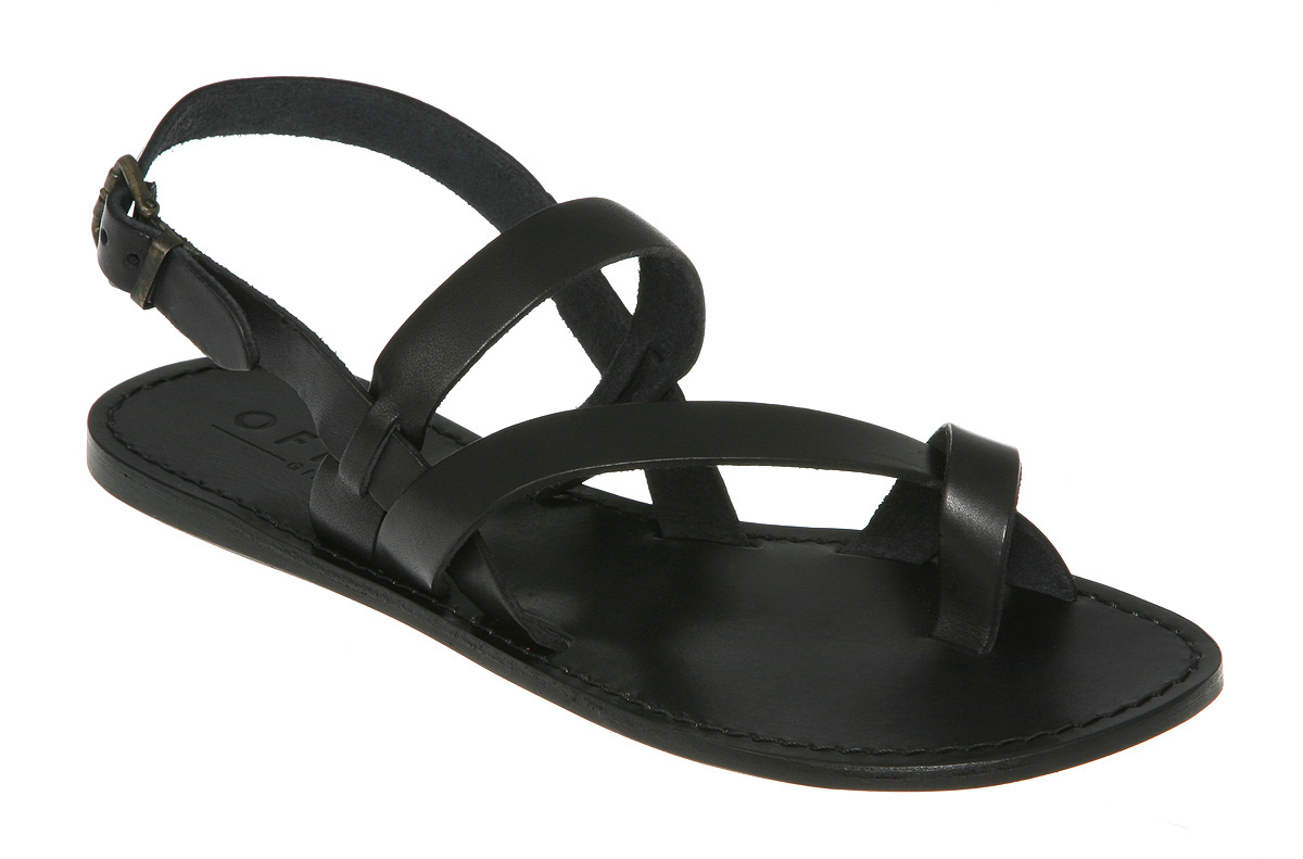 ladies black leather flip flops