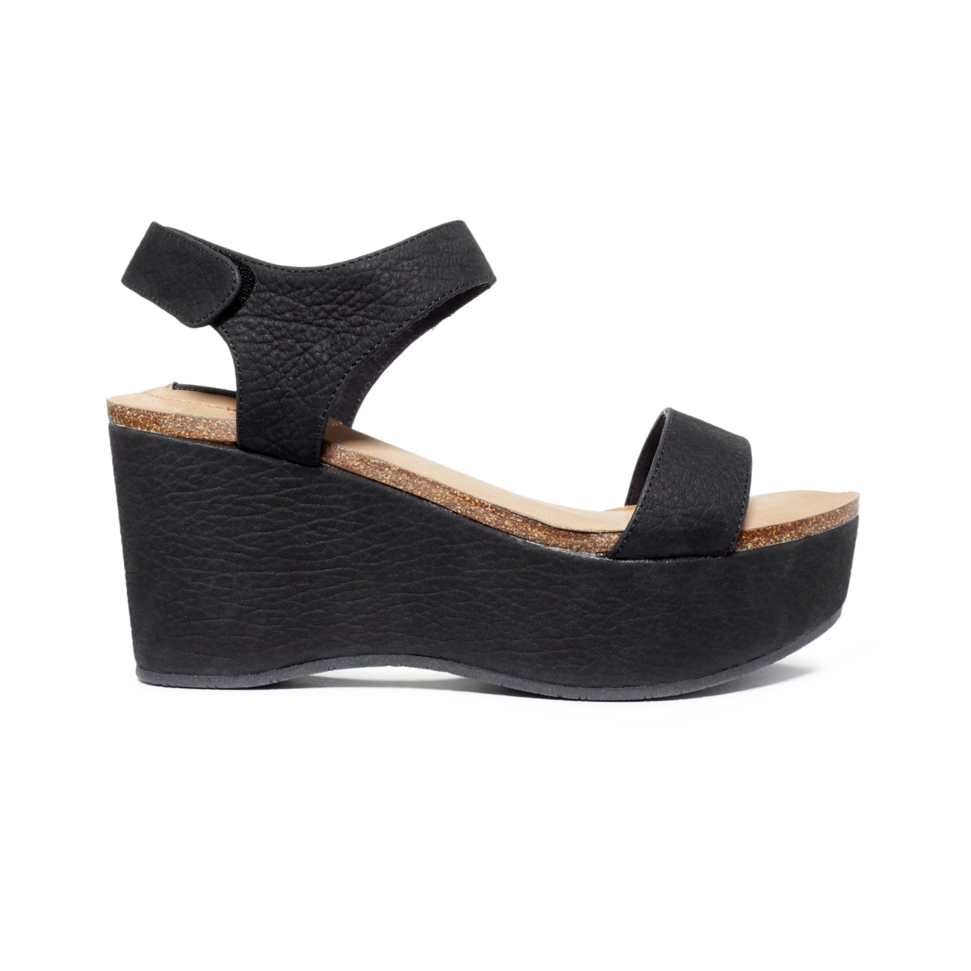 black platform wedge sandals