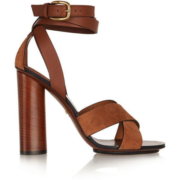 brown leather high heel sandals