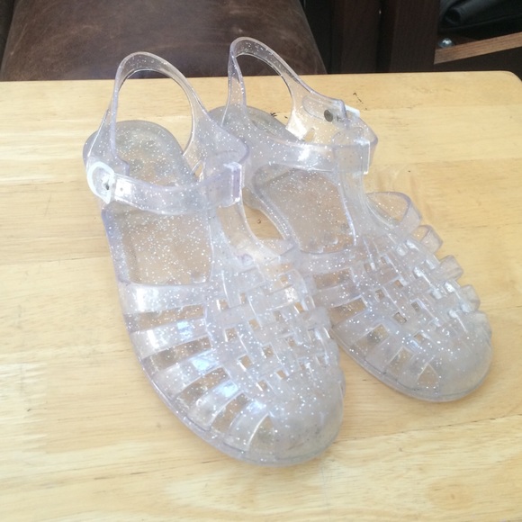 clear jelly sandals with bow