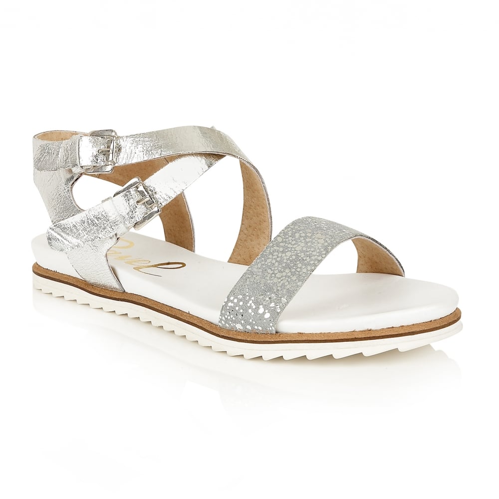 ladies silver flat sandals