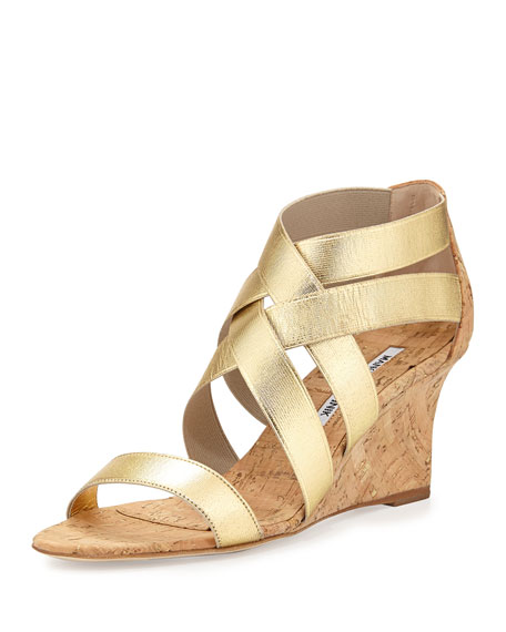 Gold Wedge Sandals - CraftySandals.com