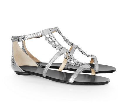 ladies silver flat sandals
