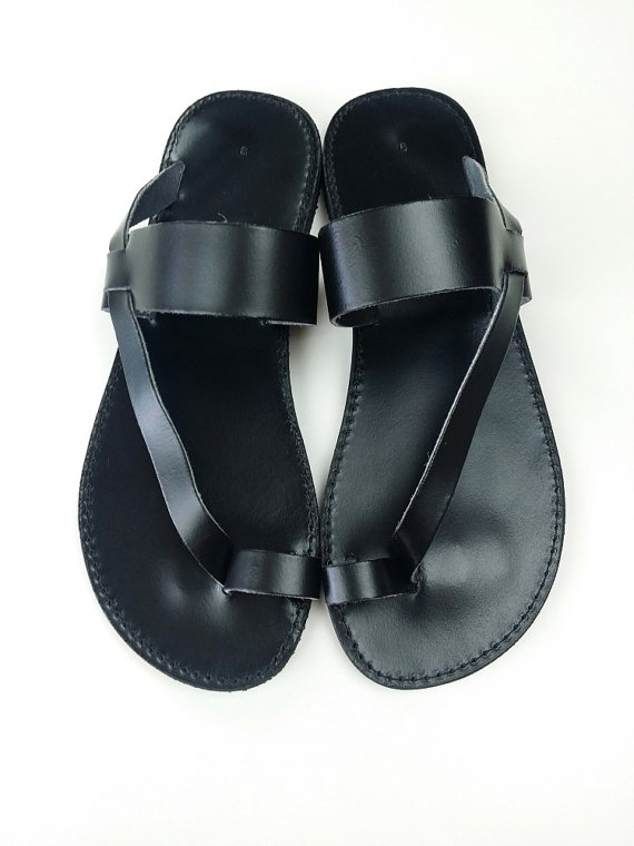 Black Leather Sandals - CraftySandals.com