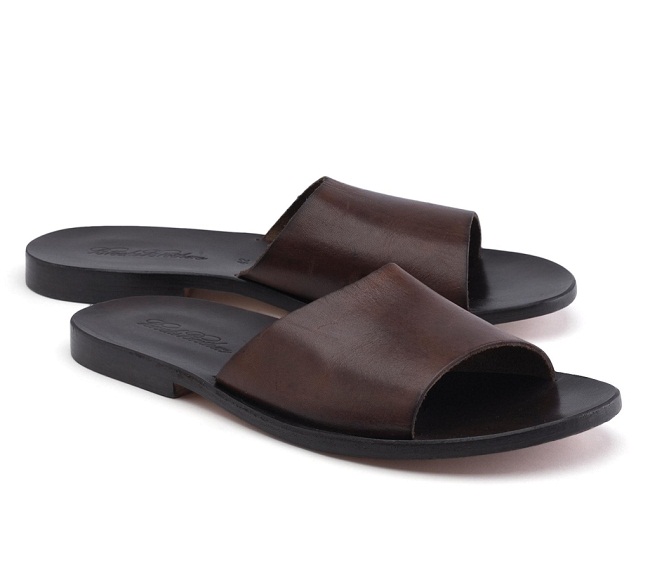 mens leather slide slippers