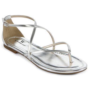 fancy silver flat sandals