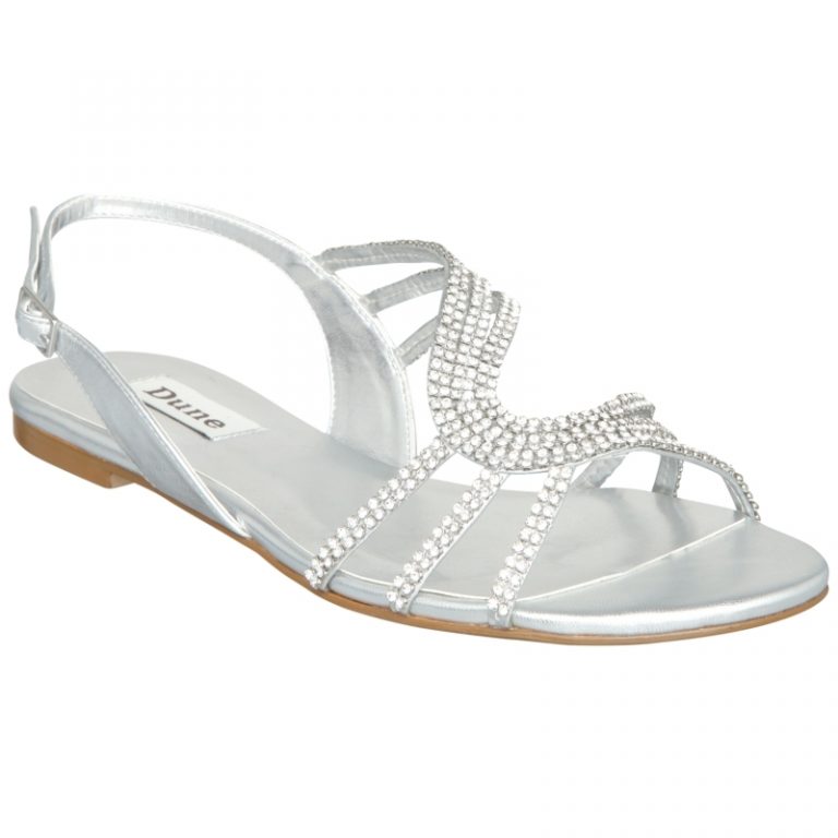 Silver Sandals Low Heel | CraftySandals.com