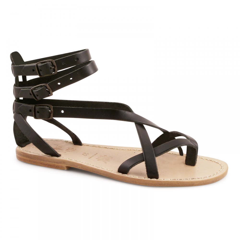 Black Gladiator Sandals - CraftySandals.com