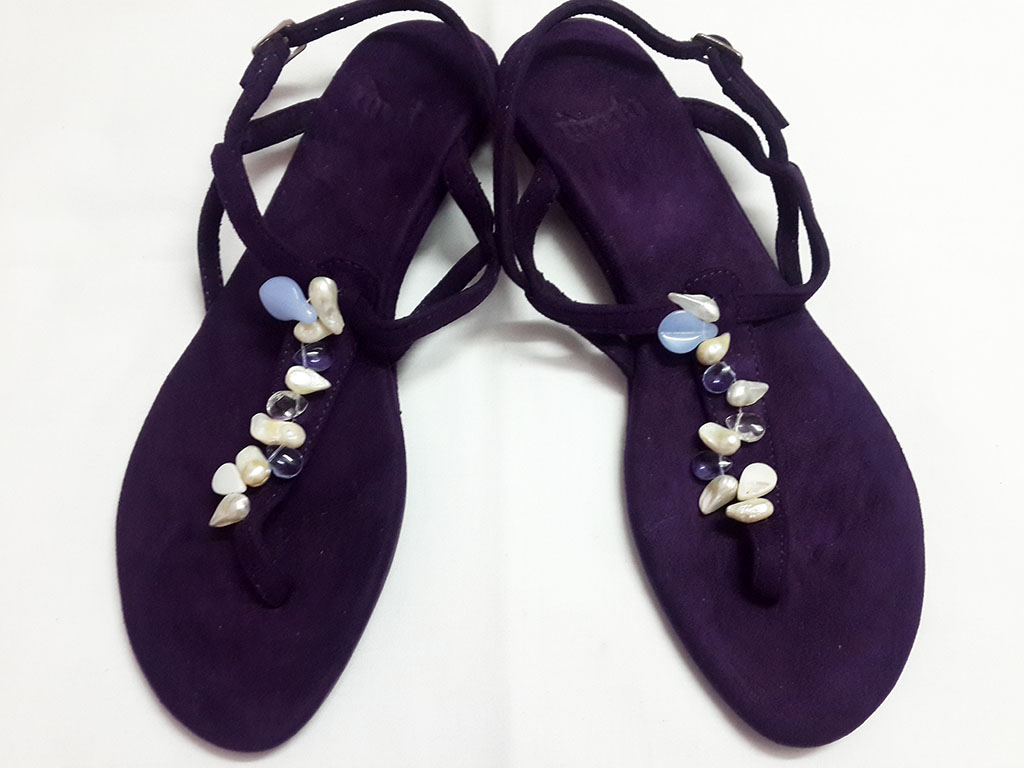 dark purple flip flops