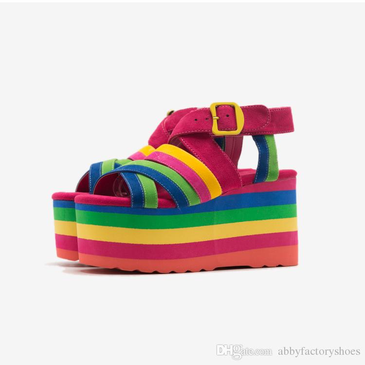 rainbow platform sandals