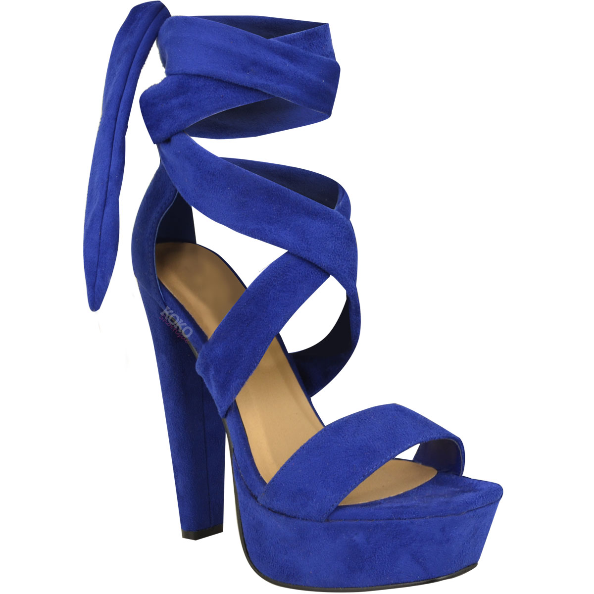 blue lace up sandals