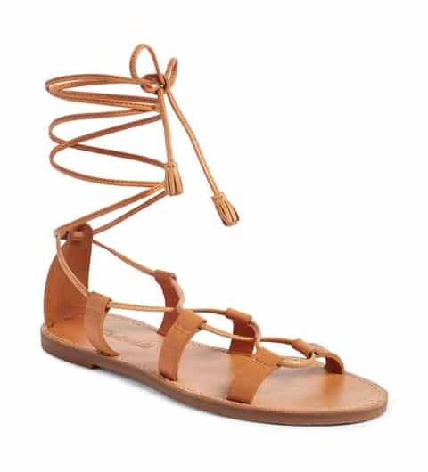 Tan Lace Up Sandals - CraftySandals.com