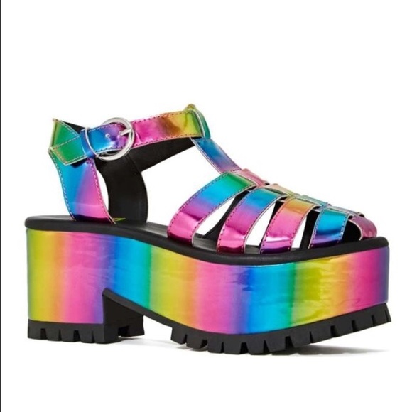 Rainbow Platform Sandals | CraftySandals.com