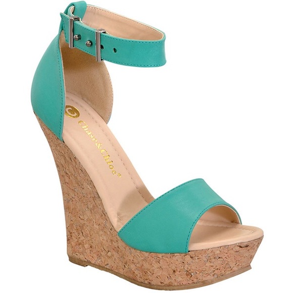 Teal Wedge Sandals - CraftySandals.com