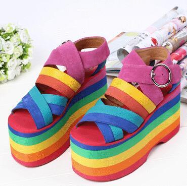 rainbow platform sandals