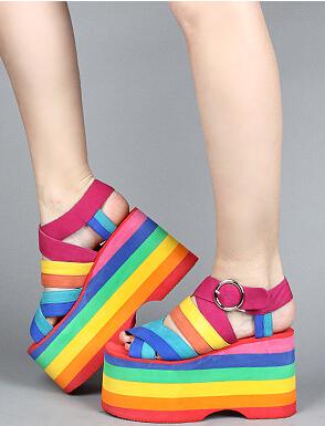 rainbow platform flip flops