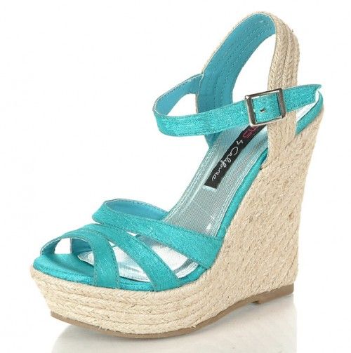 Teal Wedge Sandals - CraftySandals.com