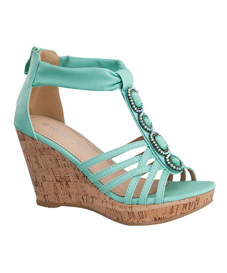 Teal Wedge Sandals - CraftySandals.com