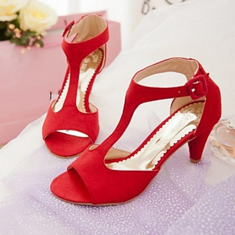 red low heel sandals