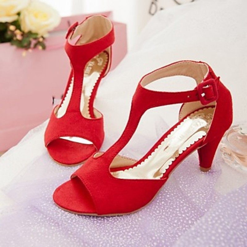 red strappy sandals low heel