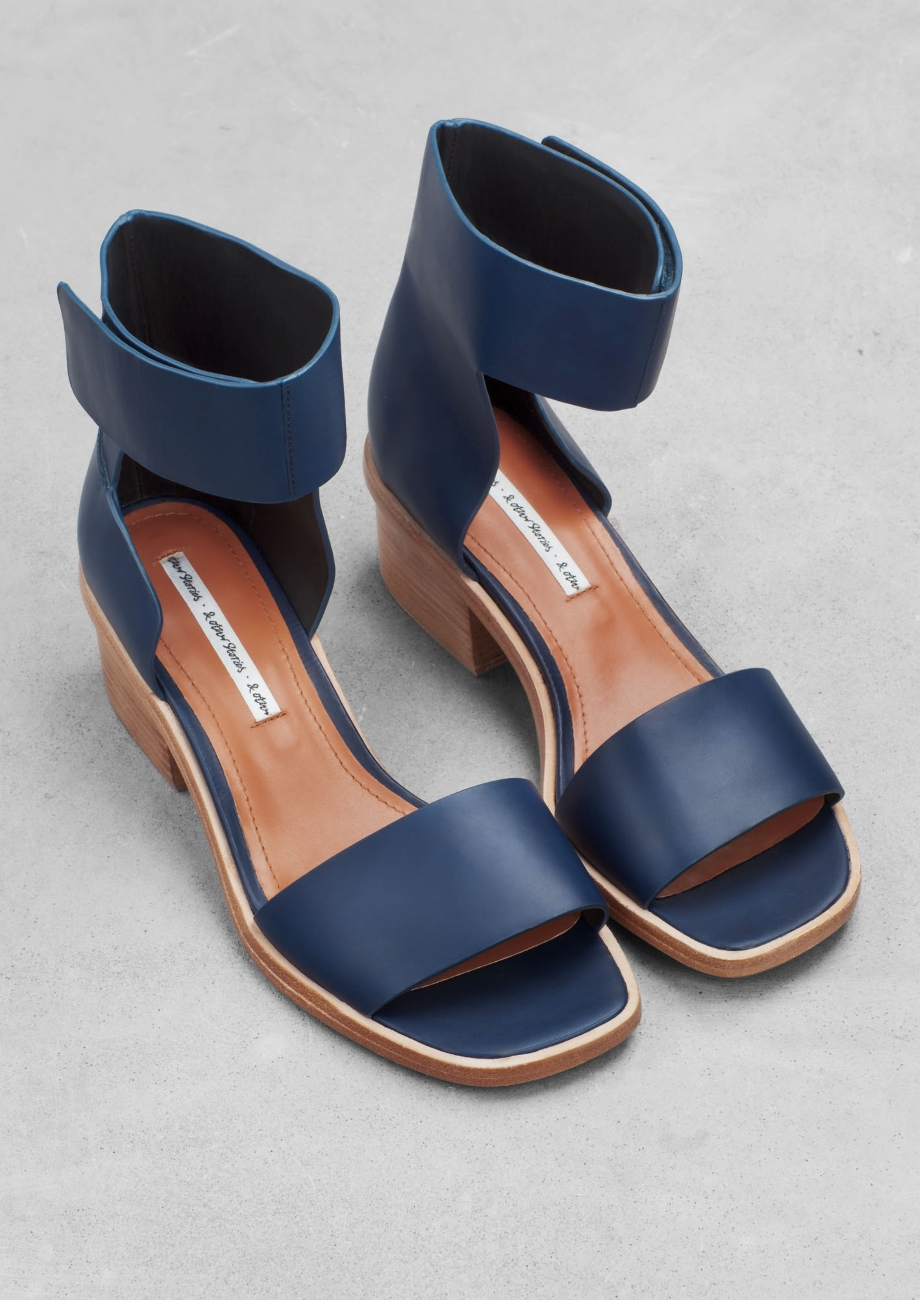 blue leather sandals