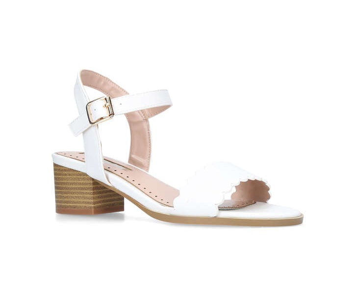 White Low Heel Sandals - CraftySandals.com