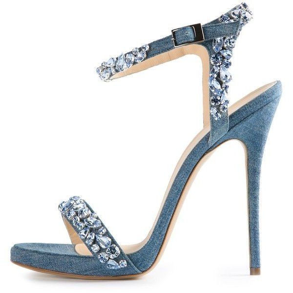 Blue Rhinestone Sandals - CraftySandals.com