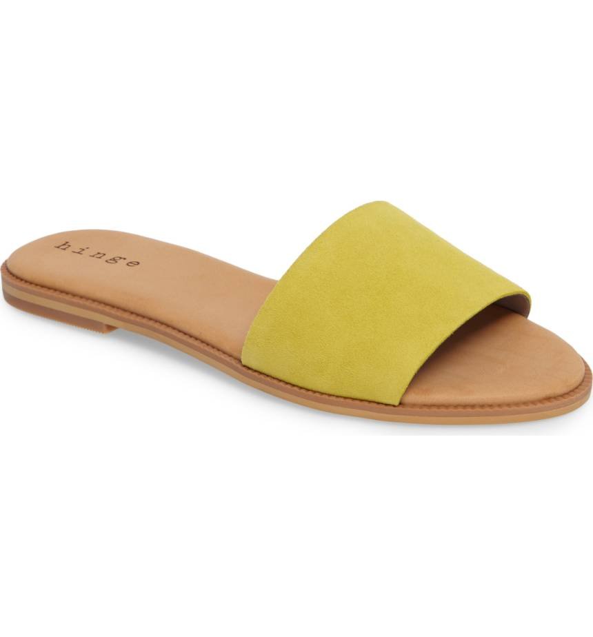 yellow slip on sandals