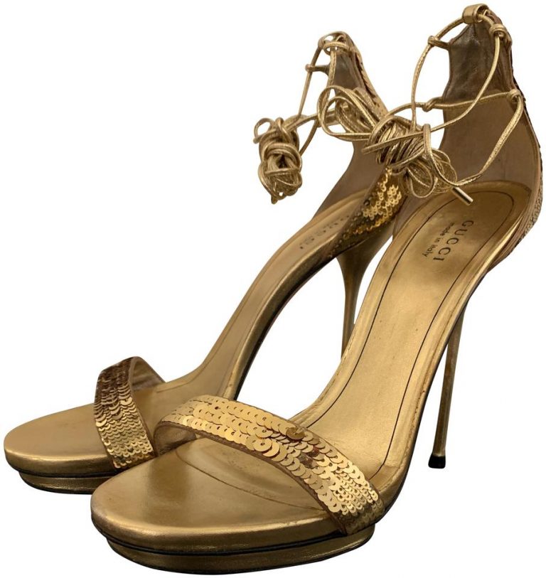 gold sequin sandals