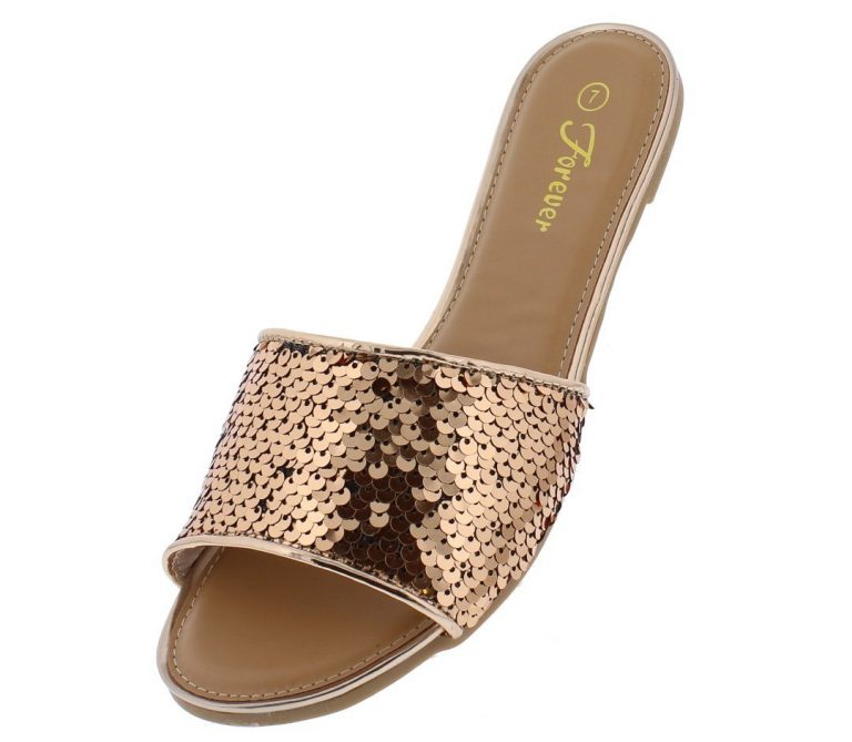 rose gold sequin sandals