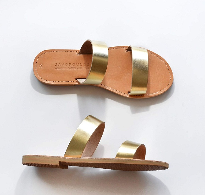 Gold Leather Sandals - CraftySandals.com