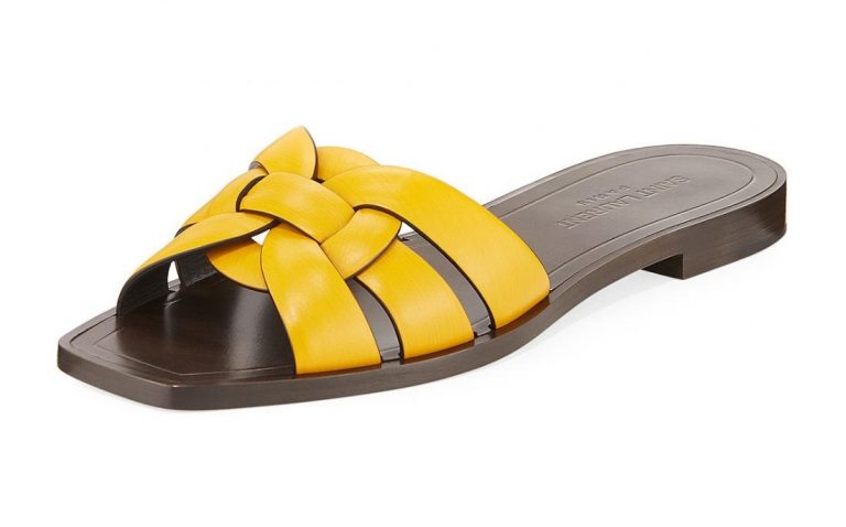 womens yellow leather sandals