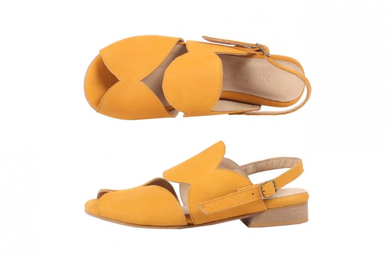 womens yellow leather sandals
